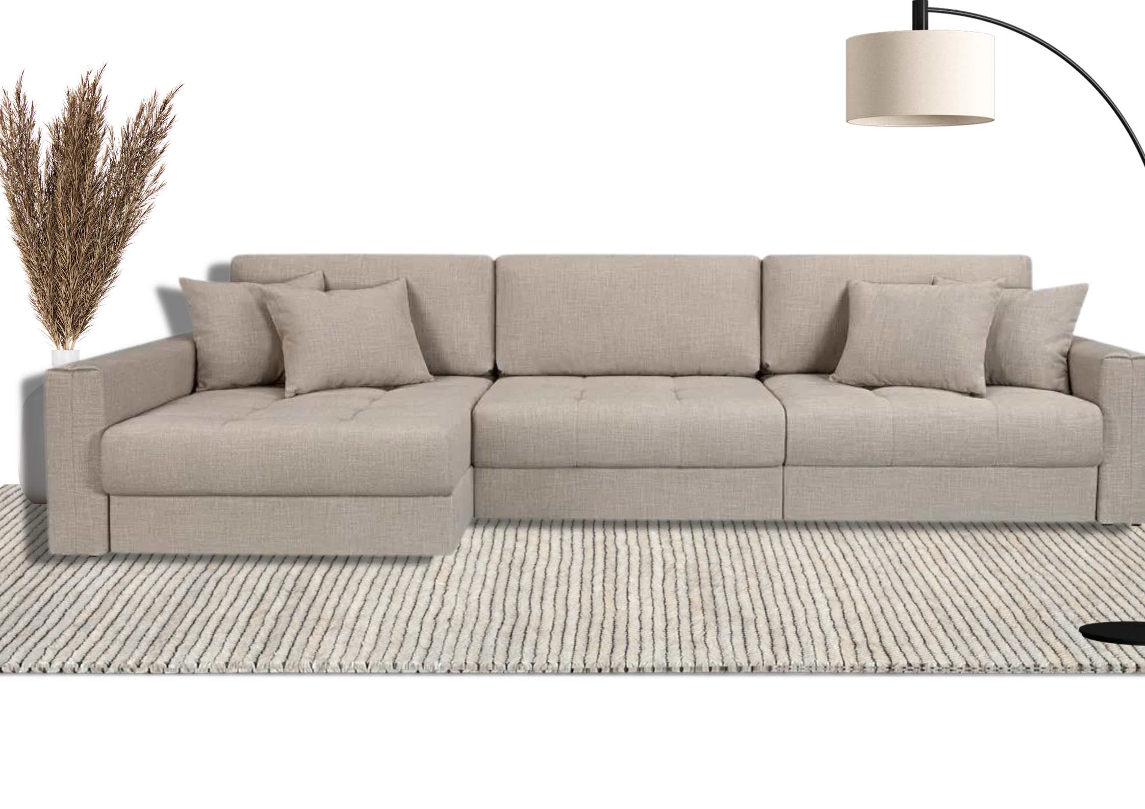 Beżowy pikowany narożnik modułowy